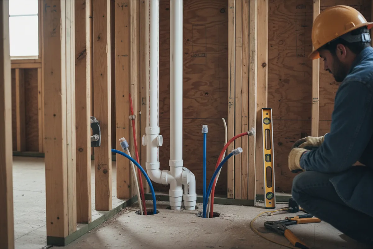 Drain and supply rough-in during Garbage Disposal Repair in Saint Jacob