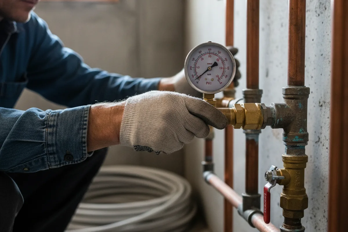 Pressure testing a repaired line during Water Line Repair in Saint Jacob